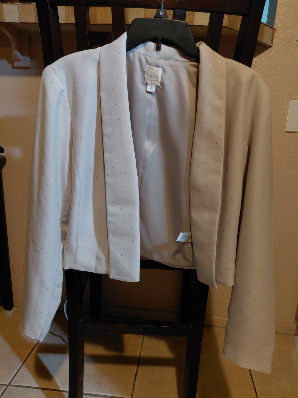 LC Lauren Conrad Light Beige Open-Front Blazer with Stud Detailing